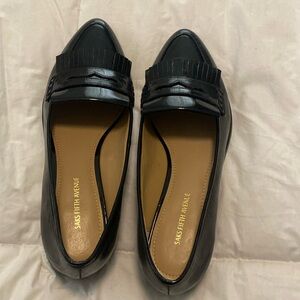 Saks, Fifth Avenue Black Patent Leather Loafers